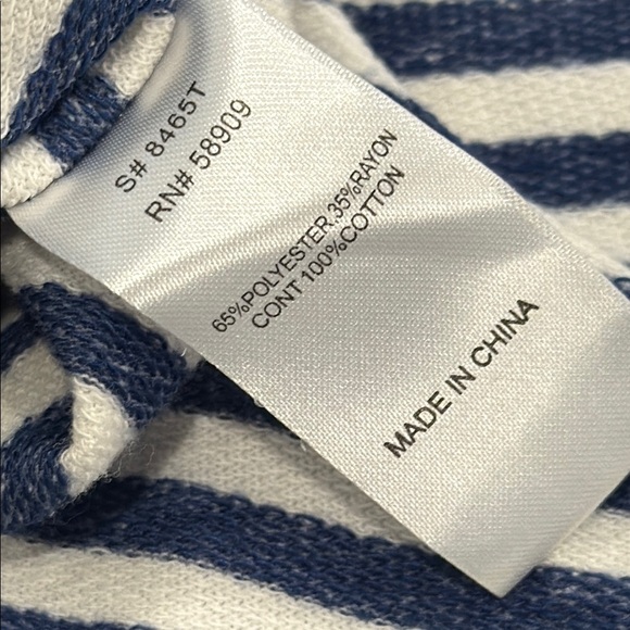 Copper Key Large Nautical Striped Blue and White Women's Lace Up Back Top - Picture 9 of 9